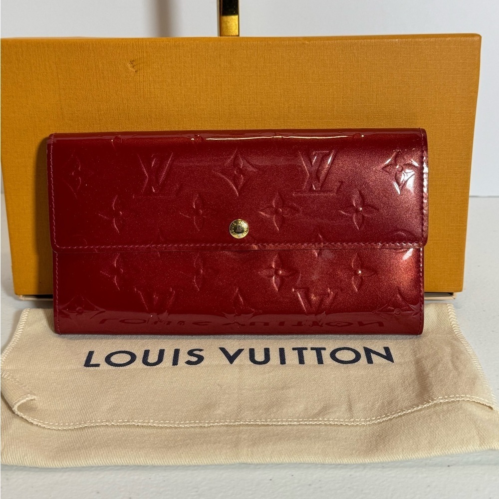 Louis Vuitton Red Wallet with Monogram Embossing